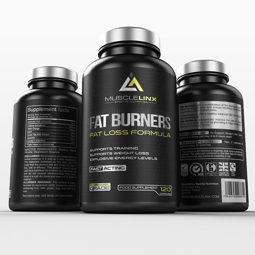 Sports label with the title 'fat burner label'