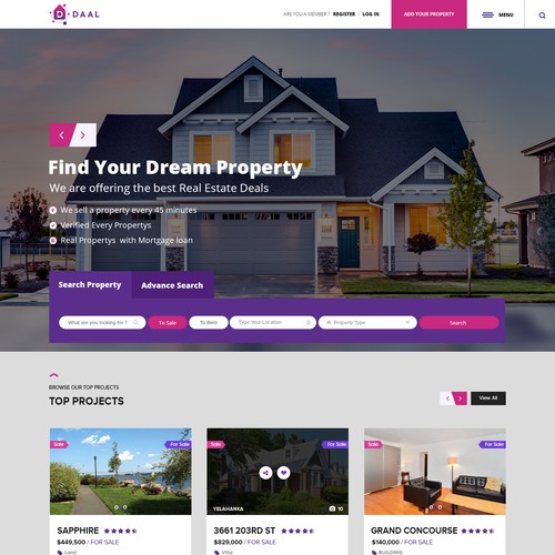 Concept website with the title 'web design concept for DAAL'