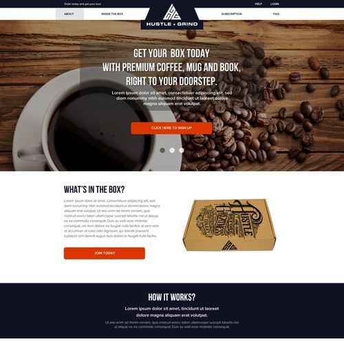 Coffee website with the title 'Coffee Subscription Box Website'