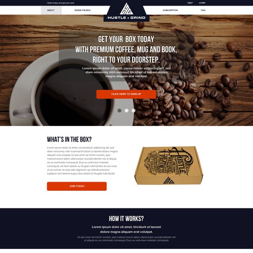 Subscription website with the title 'Coffee Subscription Box Website'