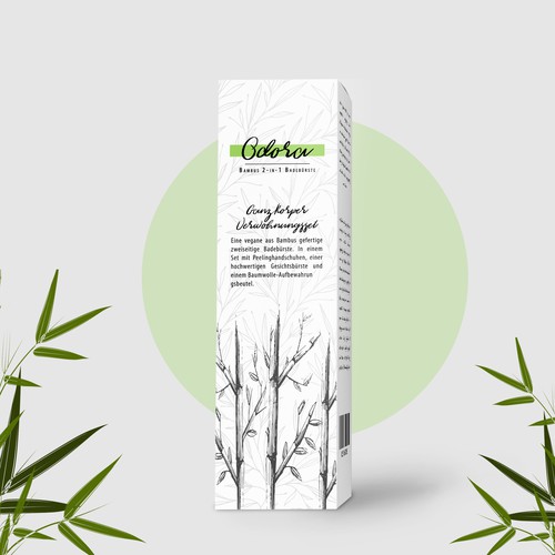 Leaf packaging with the title 'Bamboo Brush Set Packaging Design'