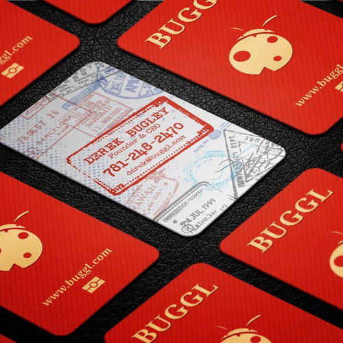 Passport design with the title 'A retro passport business card for the best travel company out there'