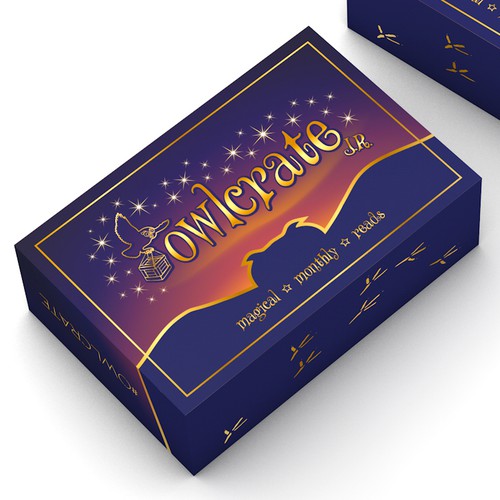 Elegant packaging with the title 'Eye-cathing box design for Owlcrate'