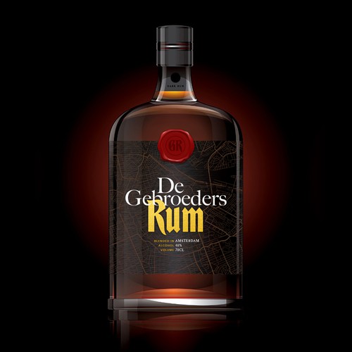 Gold foil label with the title 'Rum Label'
