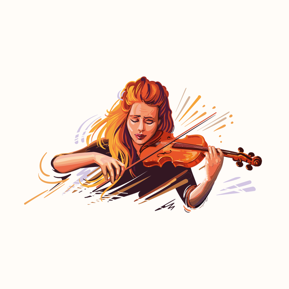 Portrait illustration with the title 'Music illustration'