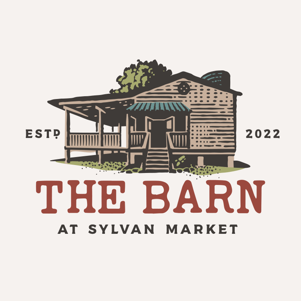 Cafe design with the title 'The Barn at Sylvan Market'