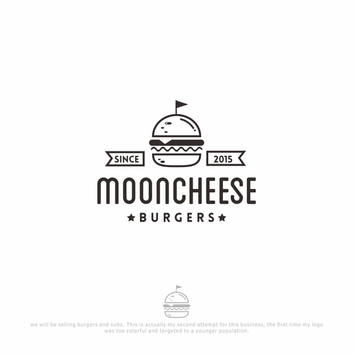 Burger design with the title 'mooncheese'