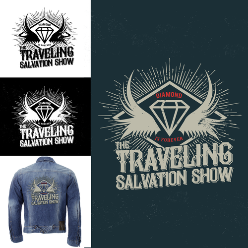 Merchandise logo with the title 'Logo design for The Traveling Salvation Show'