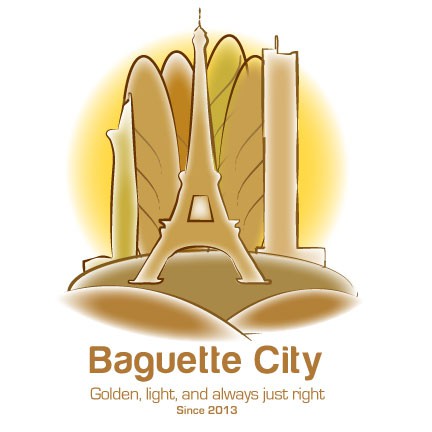 Sandwich logo with the title 'Guaranteed! Design a logo for Baguette City! Any level of creativity welcome!'