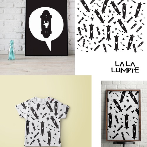 Skateboard design with the title 'skateboard illustration for kids brand'