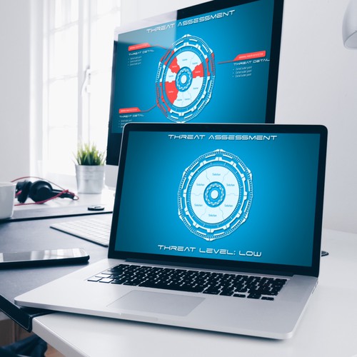 Gamer design with the title 'Powerful Hi-Tech Security Shield Graphic'