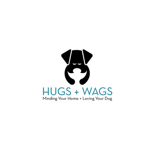 Boarding logo with the title 'Dog hugging a person'