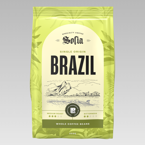 Vector packaging with the title 'Vibrant Packaging Design for Coffee Brand'