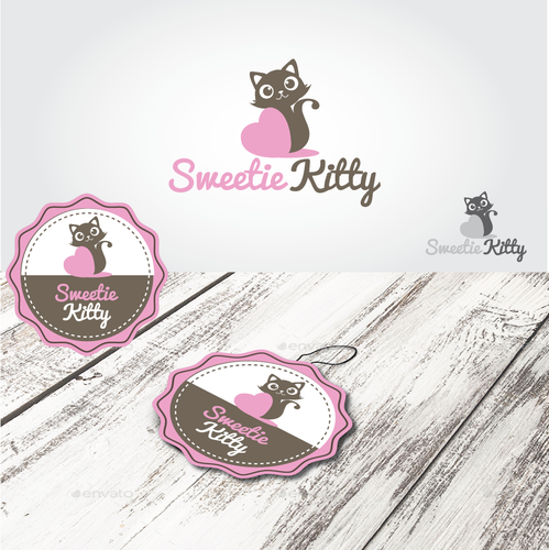 Cute cat logo with the title 'FOR SALE - Cat logo'