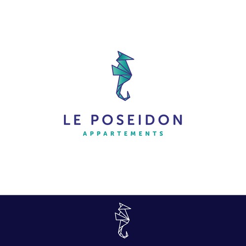 Poseidon logo with the title 'Logo concept for waterfront apartment building'