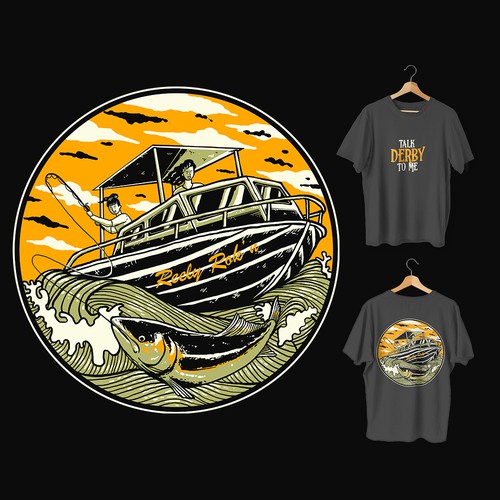Fishing boat design with the title 'Design t-shirt'