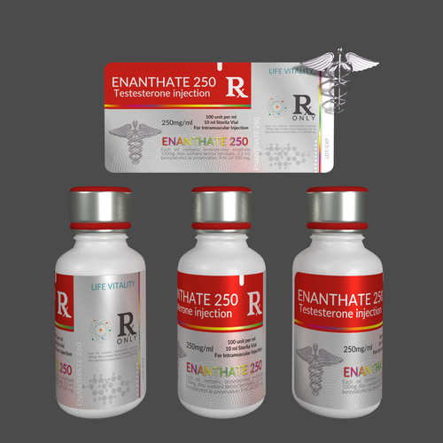 Pharmacy label with the title 'Testesterone injection'