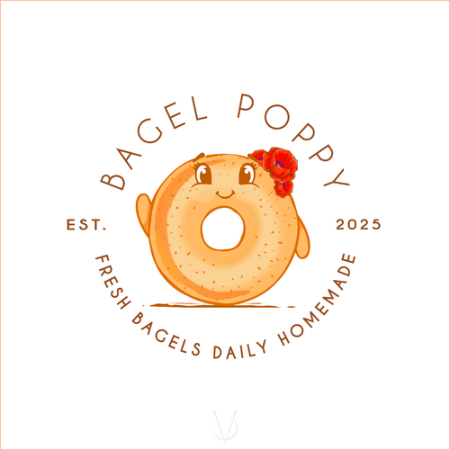 Illustrated logo with the title 'Bagel Poppy'
