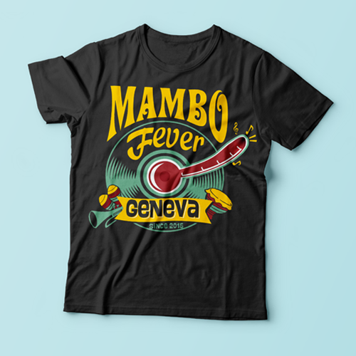 Full color logo with the title 'Logo for: Mambo Fever - Best Mambo/Salsa party in Town'