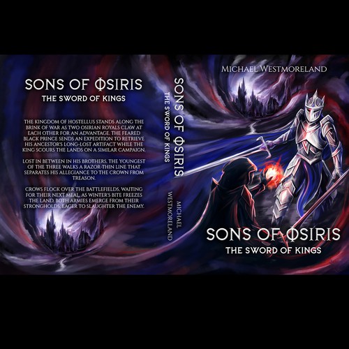 Medieval book cover with the title 'Book cover for dark fantasy novel'