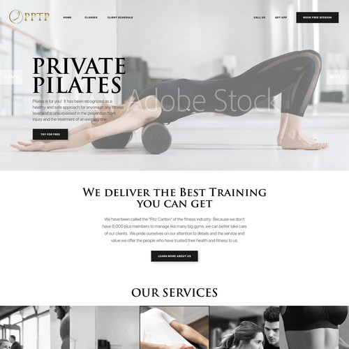 Yoga website with the title 'Luxury Bold Elegant Pilates Website Design'