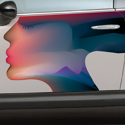 Sticker artwork with the title 'Create unique and stylish graphics for a car'