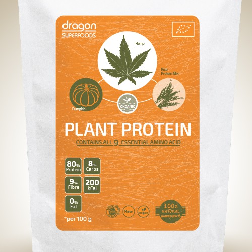 Organic food label with the title 'Organic protein shake mix'