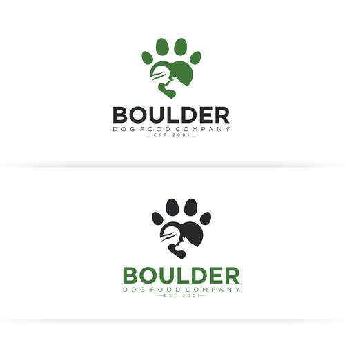 Paw logo with the title 'Logo Concept for Boulder Dog Food Company'