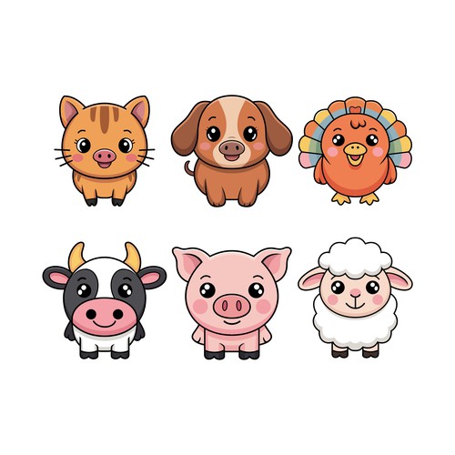 Toy artwork with the title 'Farmyard animals for pet toys'