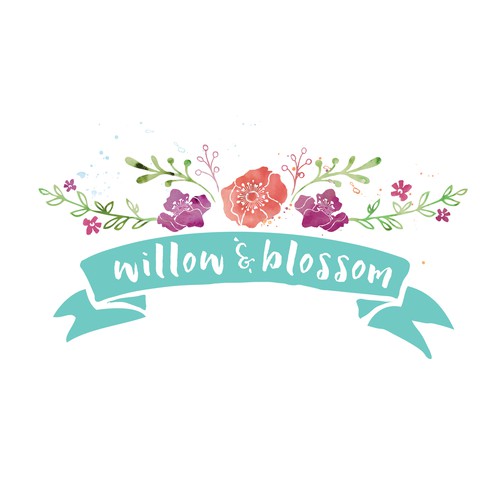 Ribbon design with the title 'A soft feminine watercolor design for a modern spa. '