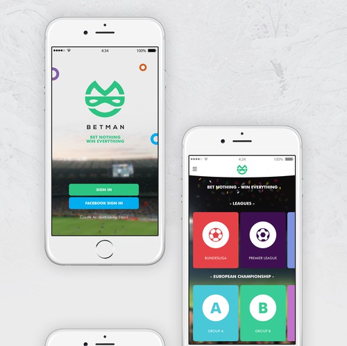 UI design with the title 'Fantasy app design'