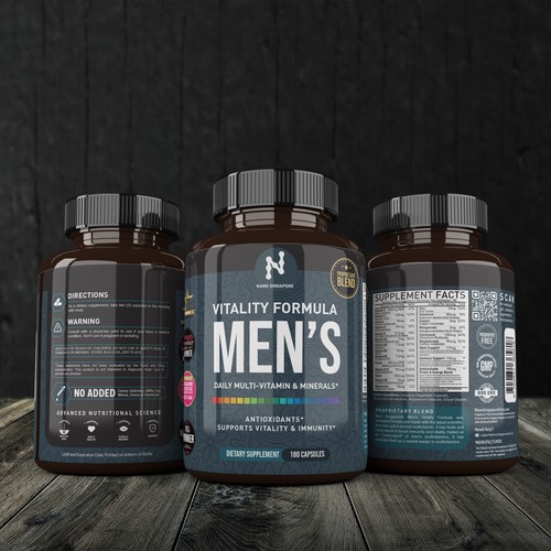 Vitamin label with the title 'NANO SUPPLEMENTS'