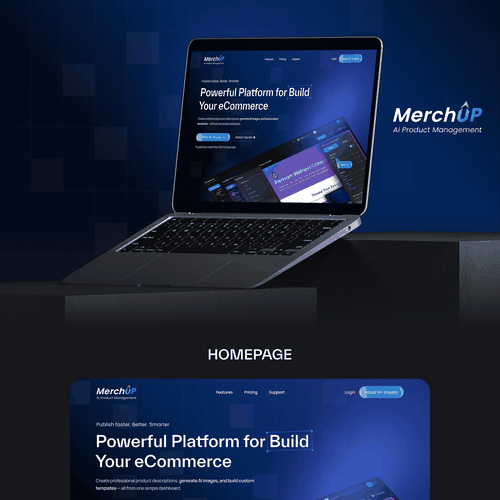 Software website with the title 'SaaS Website Design for MerchUp.ai'