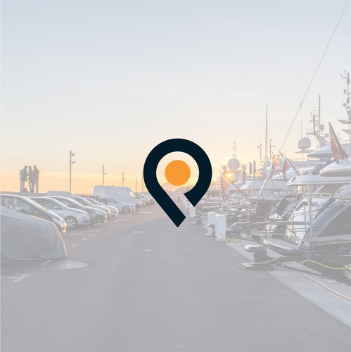 Place brand with the title 'Conceptual logo for a parking booking spaces platform near the port.'