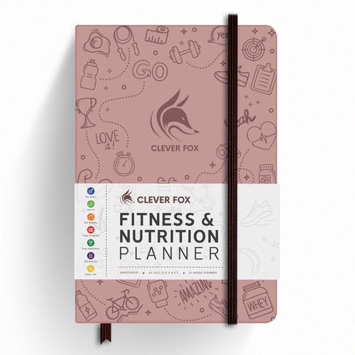 Blender 3D design with the title 'Design a unique stand out label for a branded fitness planner'