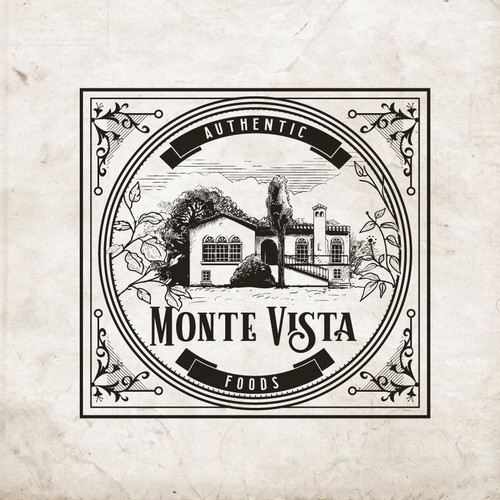 One-color logo with the title 'logo for Monte Vista Foods.'