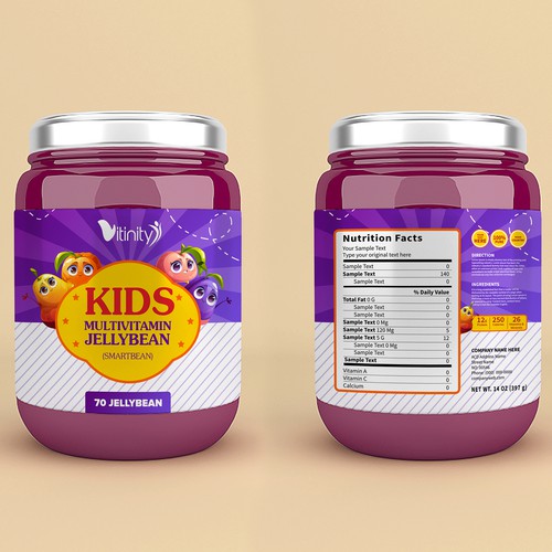 Kids label with the title 'Kid multivitamin Jellybean'