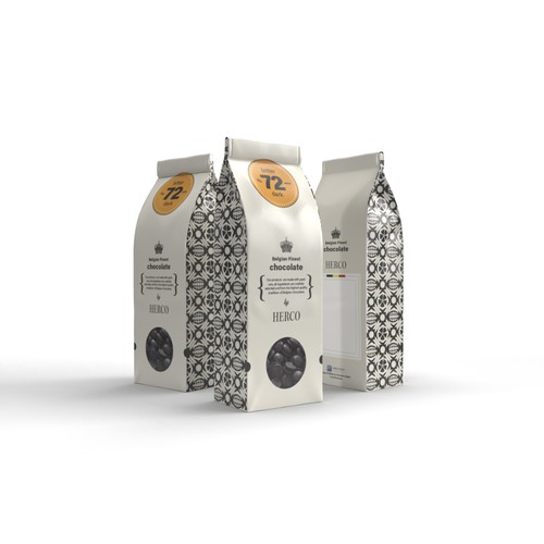 Hand-drawn packaging with the title 'Packaging design Belgian chocolate contest entry'