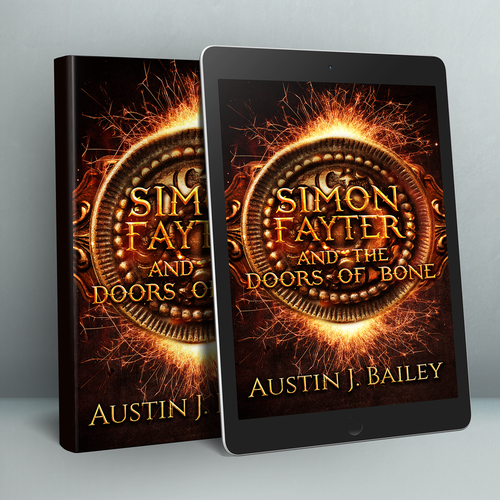 Fire book cover with the title 'Simon Fayter and the Doors of Bone'