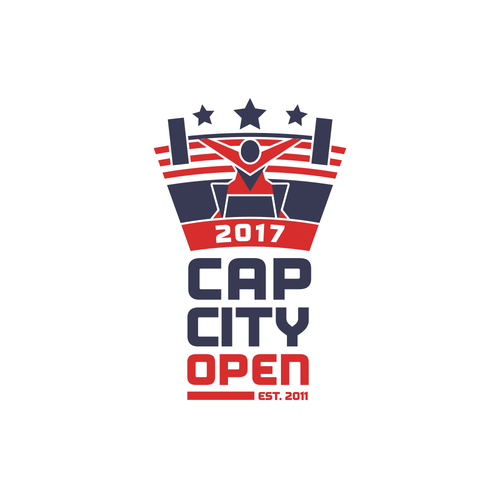 Weightlifting logo with the title 'geometric logo for athletic event'