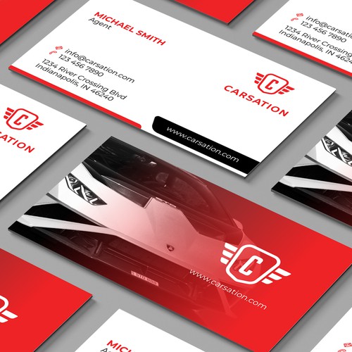 Sport's car design with the title 'Business Card Design for an Exotic Car Dealer.'
