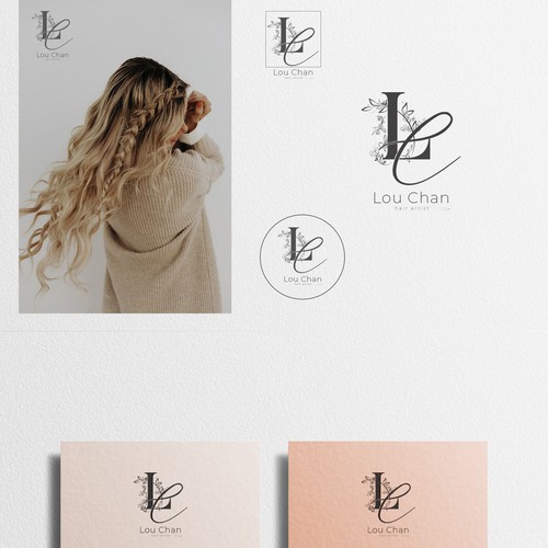Hair salon design with the title 'Elegant logo for Hair artist. Floral logo for hairstylist'