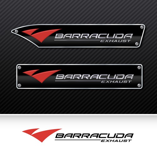 Chrome design with the title 'Barracuda Exhaust logo'