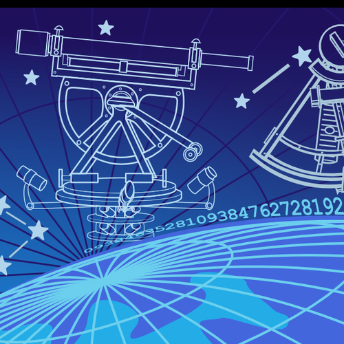 Futuristic artwork with the title 'Satellite navigation technology'