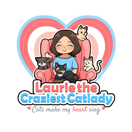 Cute cat logo with the title 'Logo design for Laurie the Craziest Catlady'