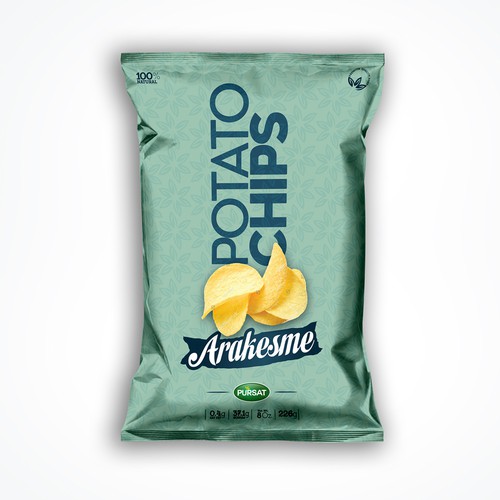 Potato chip packaging with the title 'Pellet chips packaging'