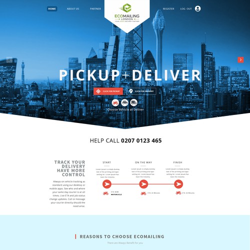 Delivery website with the title 'Pickup Deliver'
