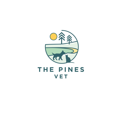 Veterinary logo with the title 'The Pines Vet'