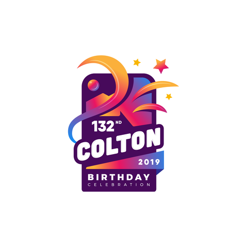 Birthday design with the title '132nd Colton Brithday Celebration'