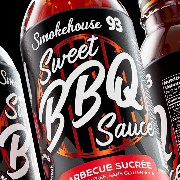 Sweet label with the title 'Bold and Epic Label design required for a line of BBQ Sauces'